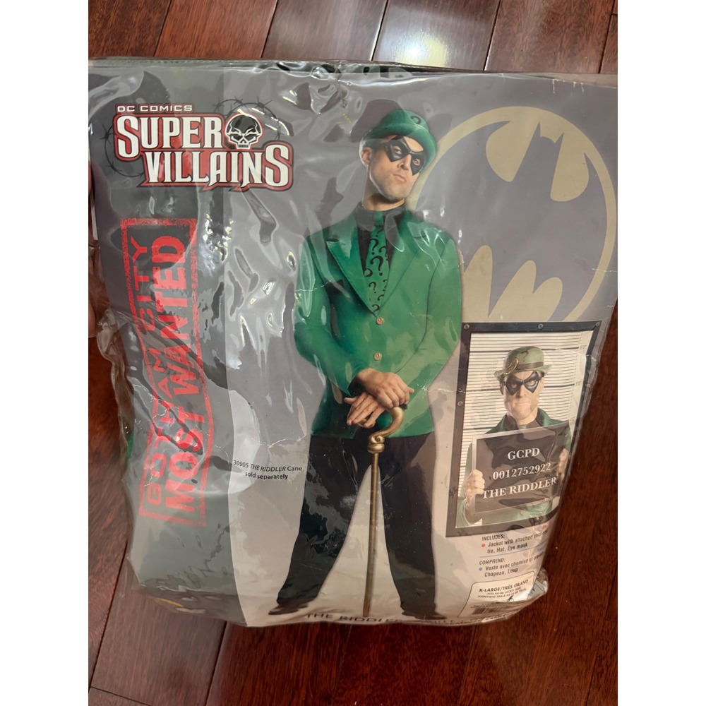 DC Comics Super Villains The Riddler Costume Mens XL 880911 Green Jacket Set